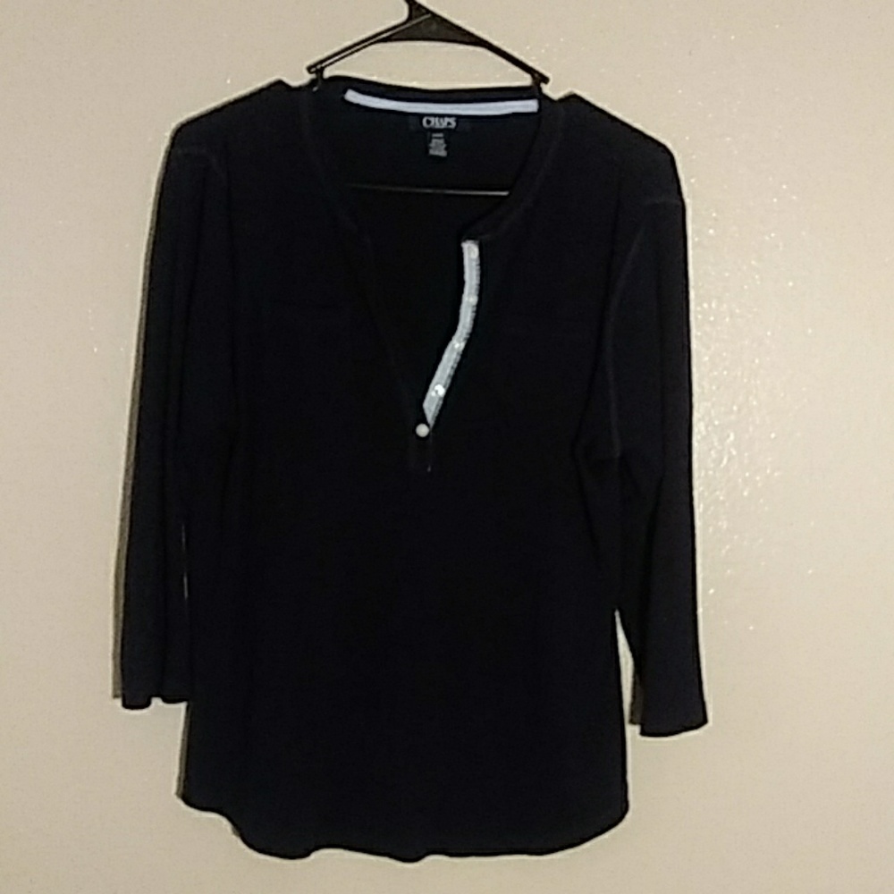 Chaps 3/4 sleeve large navy blue
